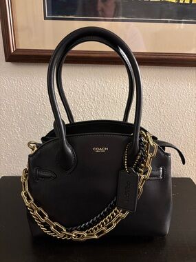 Authentic New Without Tag Coach Empire 21 Black Leather Satchel